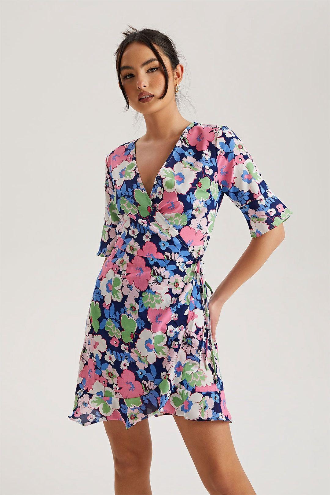 Floral Wrap Mini Dress by URBAN BLISS