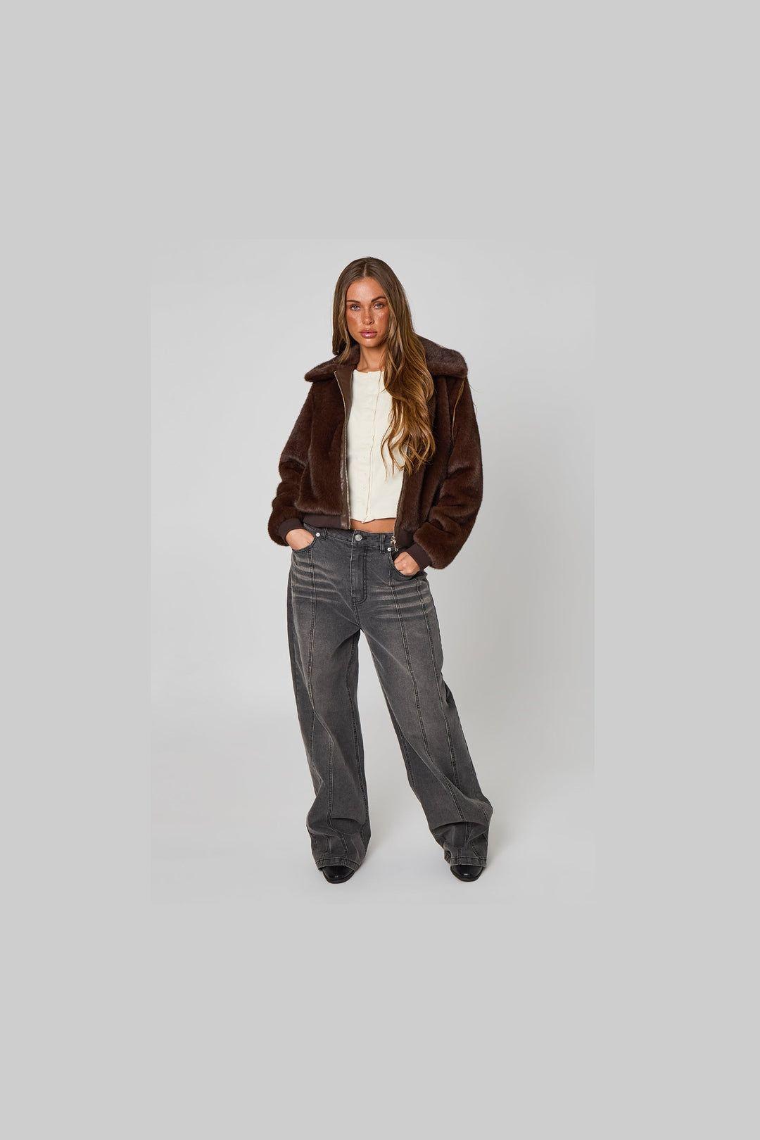 Fur Bomber Jacket by URBAN BLISS