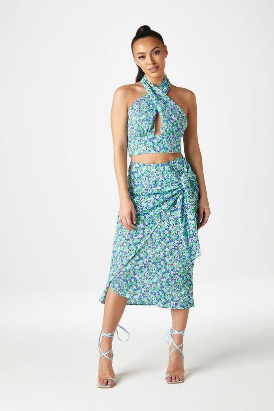 Gabi Tie Side Midi Skirt by URBAN BLISS