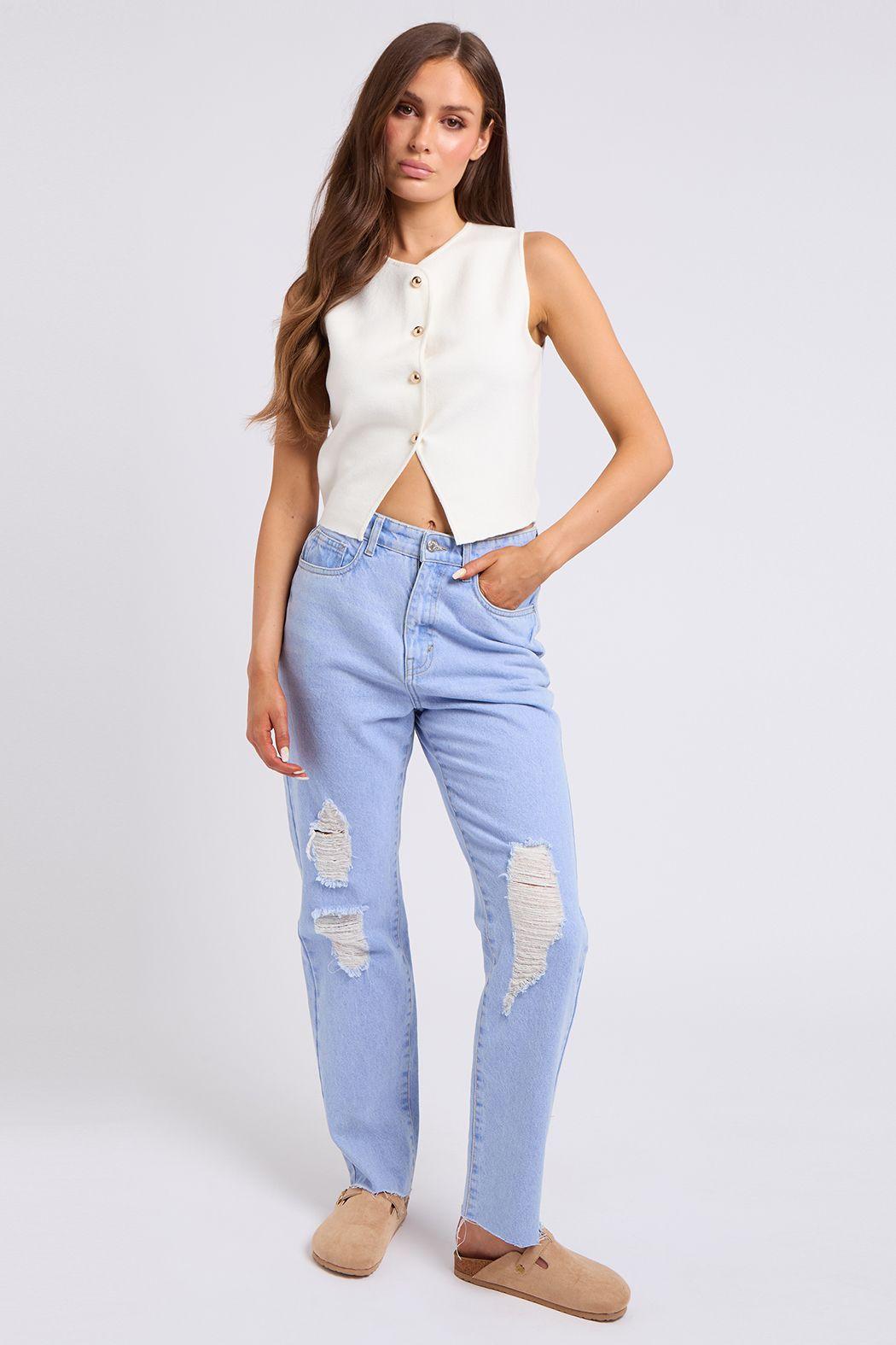Juni Ripped Mom Jeans by URBAN BLISS