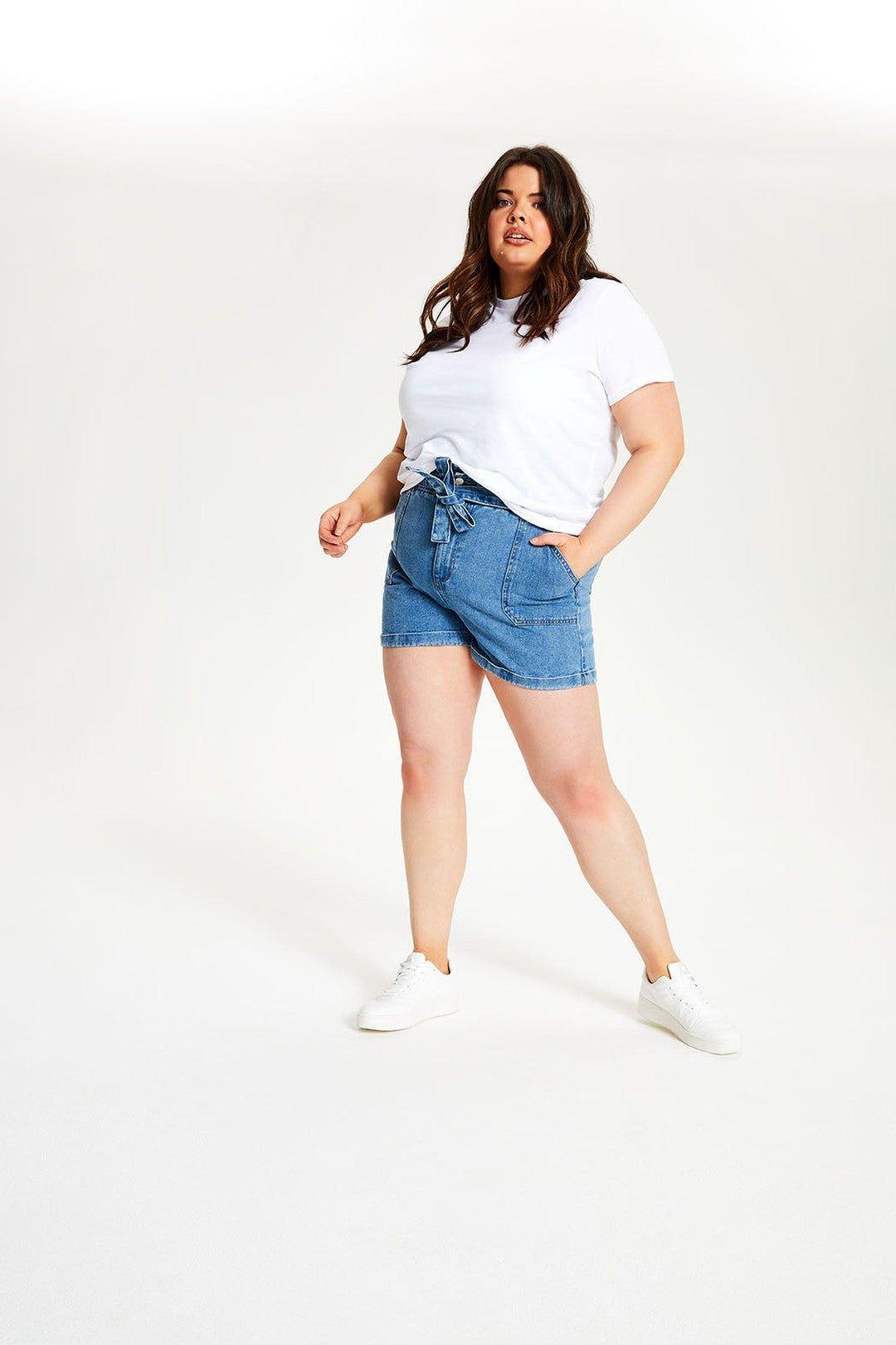 Liv Paperbag Denim Short Plus by URBAN BLISS