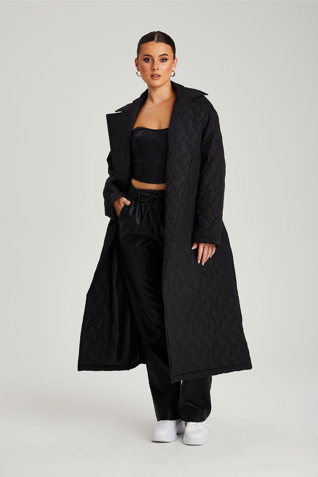 Longline Quilted Belted Jacket by URBAN BLISS
