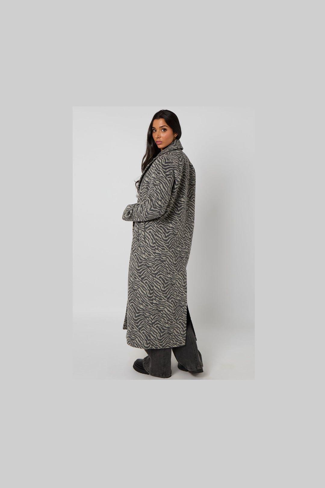 Longline Zebra Formal Coat by URBAN BLISS