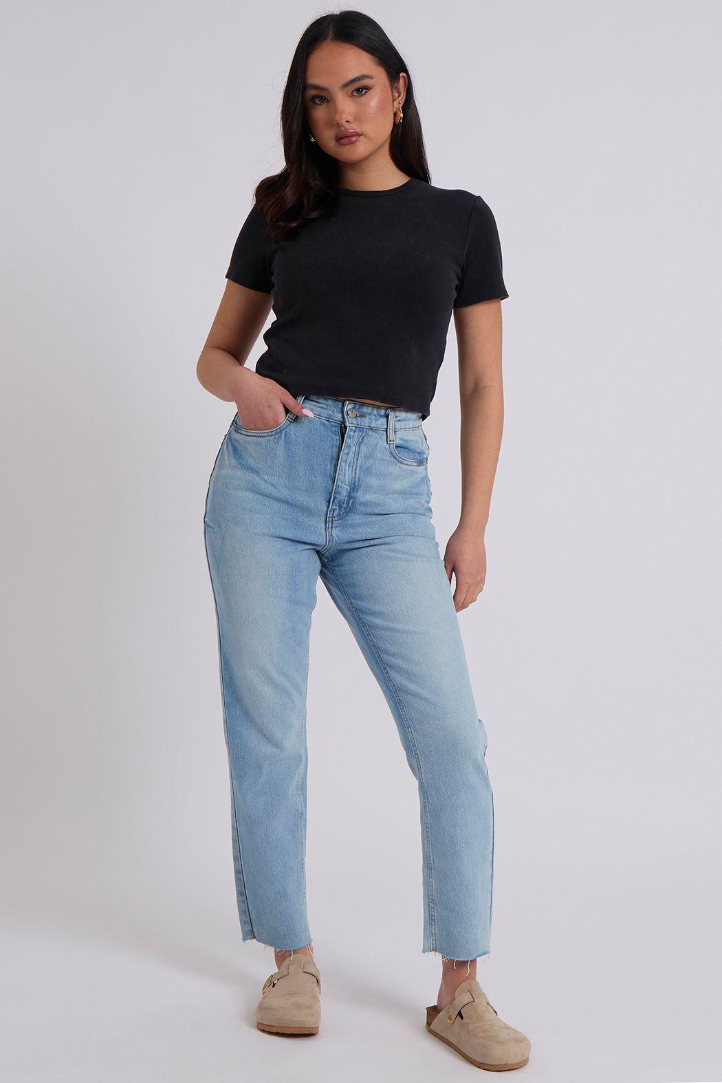 Mid Blue Tanya Straight Leg Jean by URBAN BLISS