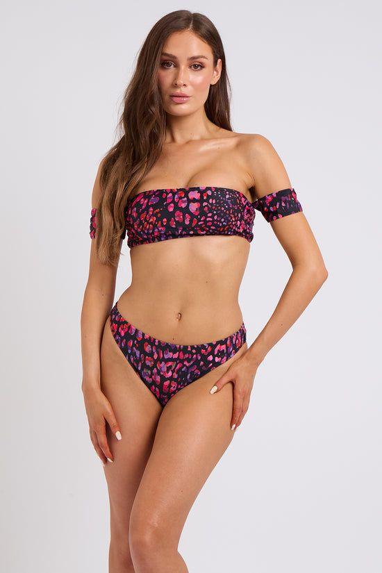 Pink Animal High Waist High Leg Bikini Bottom by URBAN BLISS