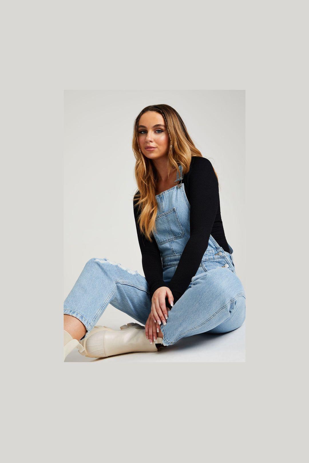 Ripped Long Dungaree by URBAN BLISS