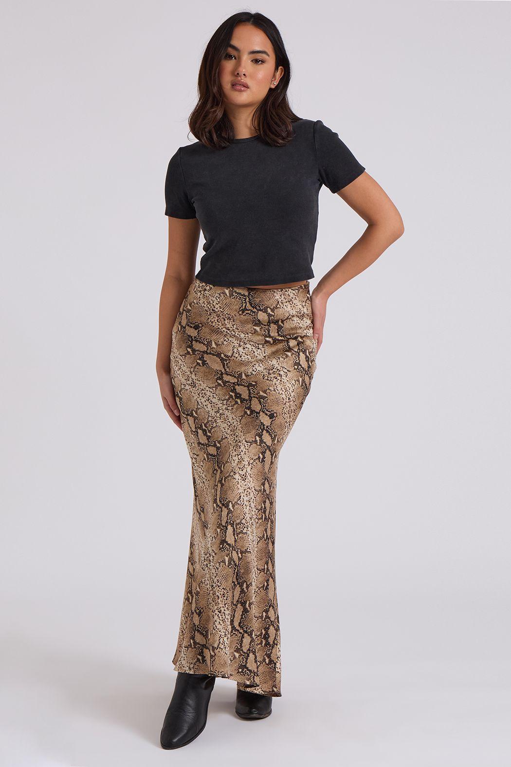 Snake Bias Cut Maxi Skirt by URBAN BLISS