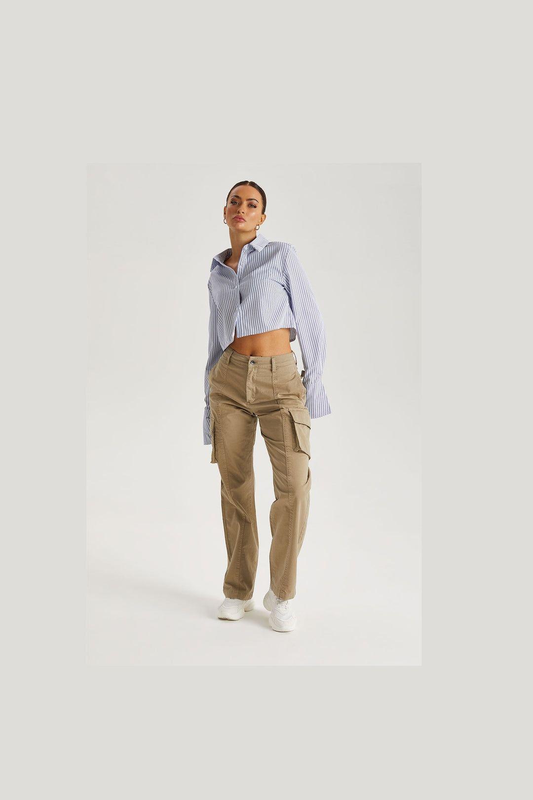 Stripe Cropped Shirt by URBAN BLISS