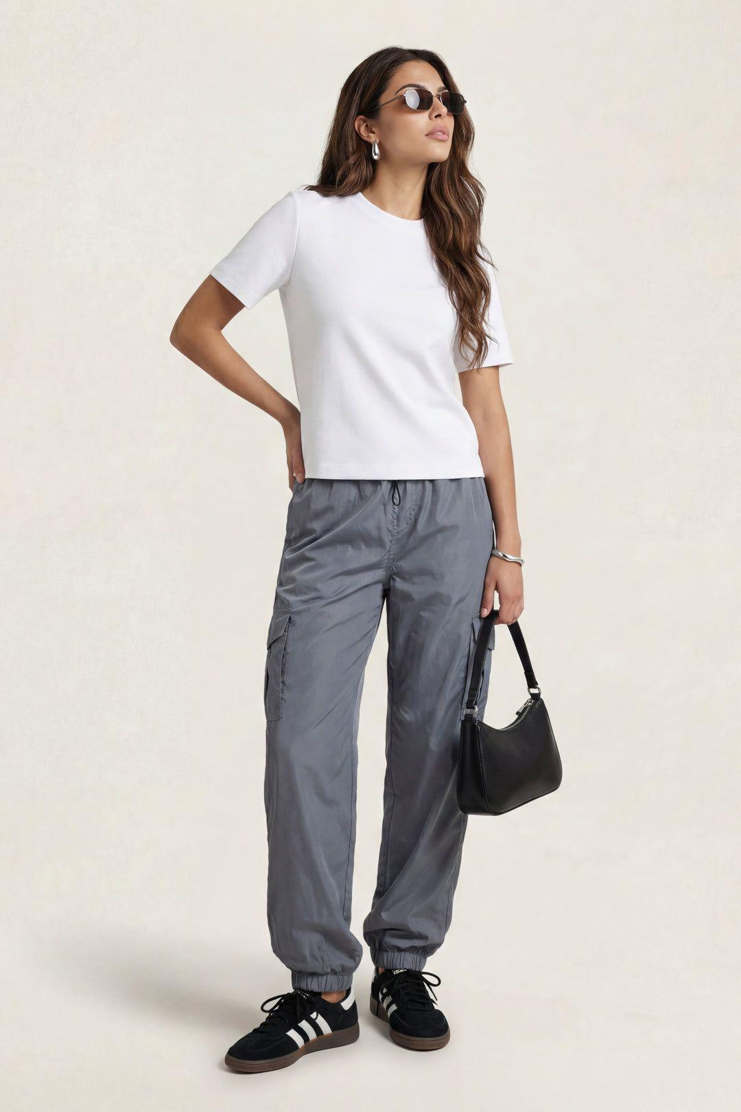Wide Leg Cargo Pant Grey by URBAN BLISS
