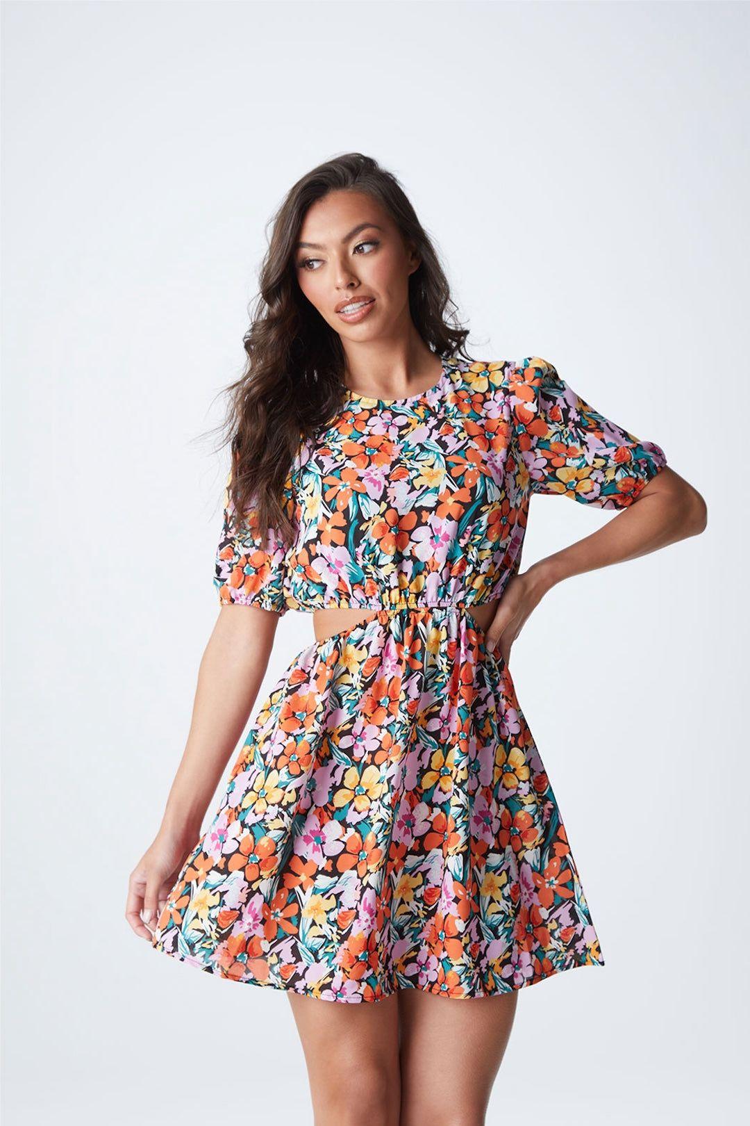 Willow Floral Cut Out Mini Dress by URBAN BLISS