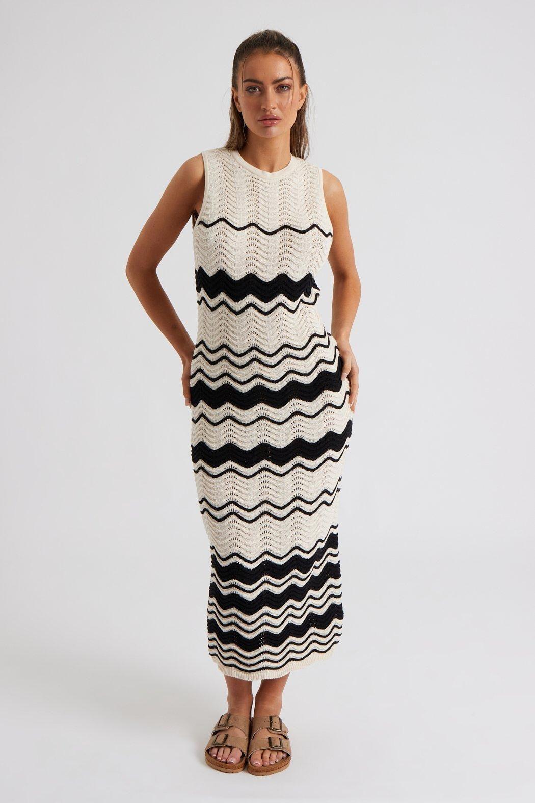Zig Zag Pointelle Midaxi Dress by URBAN BLISS