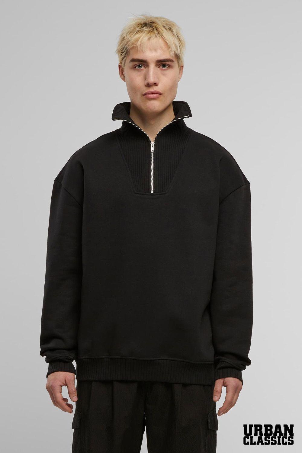 Oversized ½ Zip Funnel Neck Fleece Jumper by URBAN CLASSICS