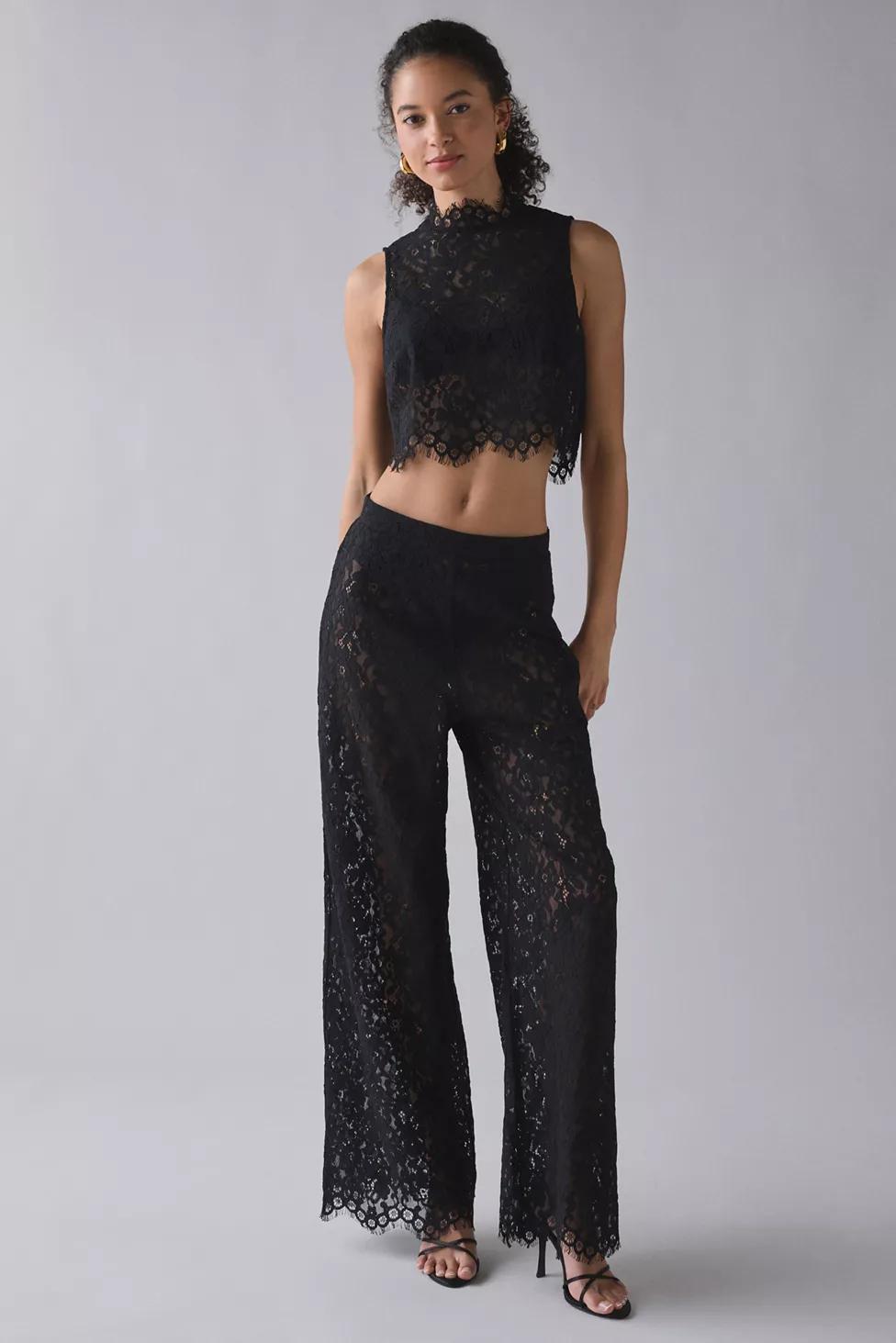 AFRM Pamela Sheer Lace Wide Leg Pants by URBAN OUTFITTERS