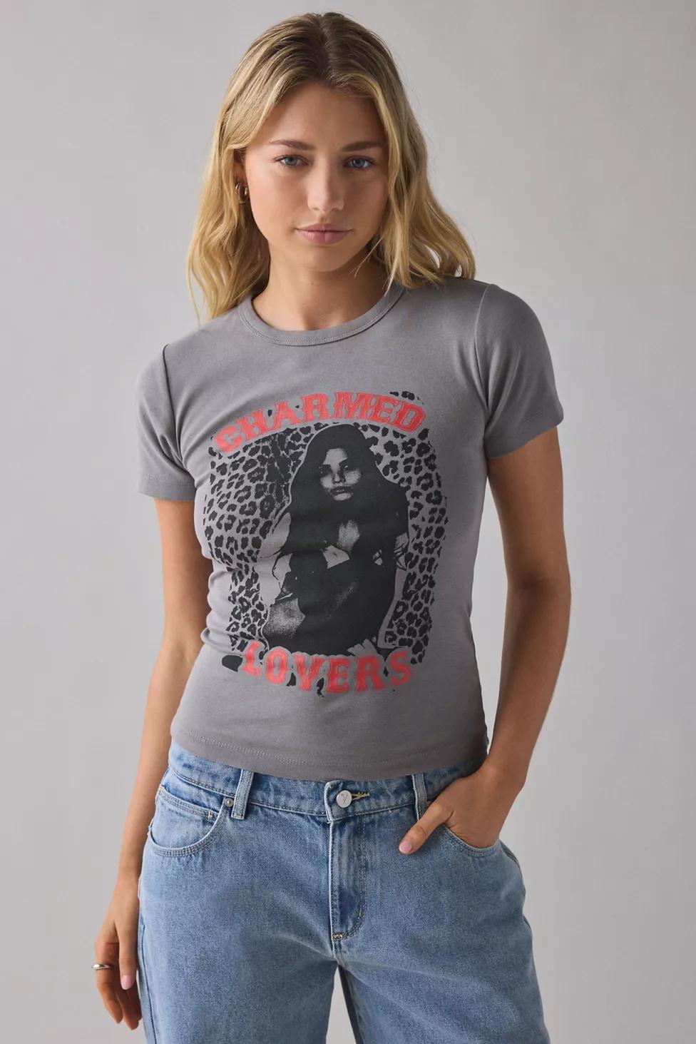 Charmed Lovers Animal Print Graphic Baby Tee by URBAN OUTFITTERS
