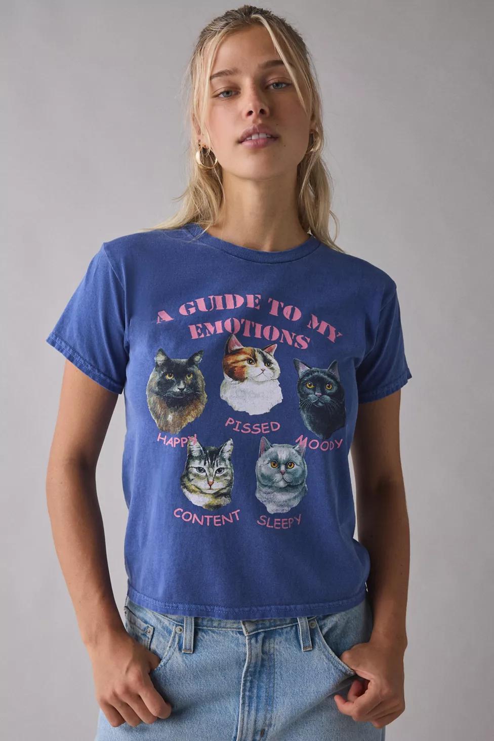 Guide To My Emotions Cat Graphic Slim Tee by URBAN OUTFITTERS