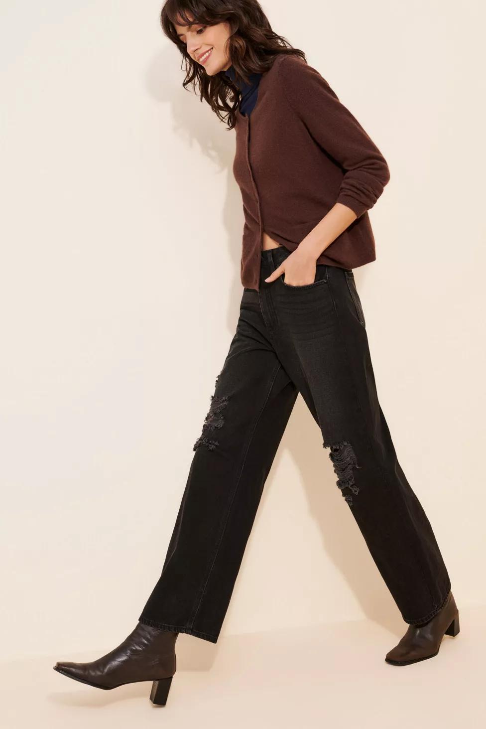 JUST BLACK DENIM Distressed Dad Jeans by URBAN OUTFITTERS