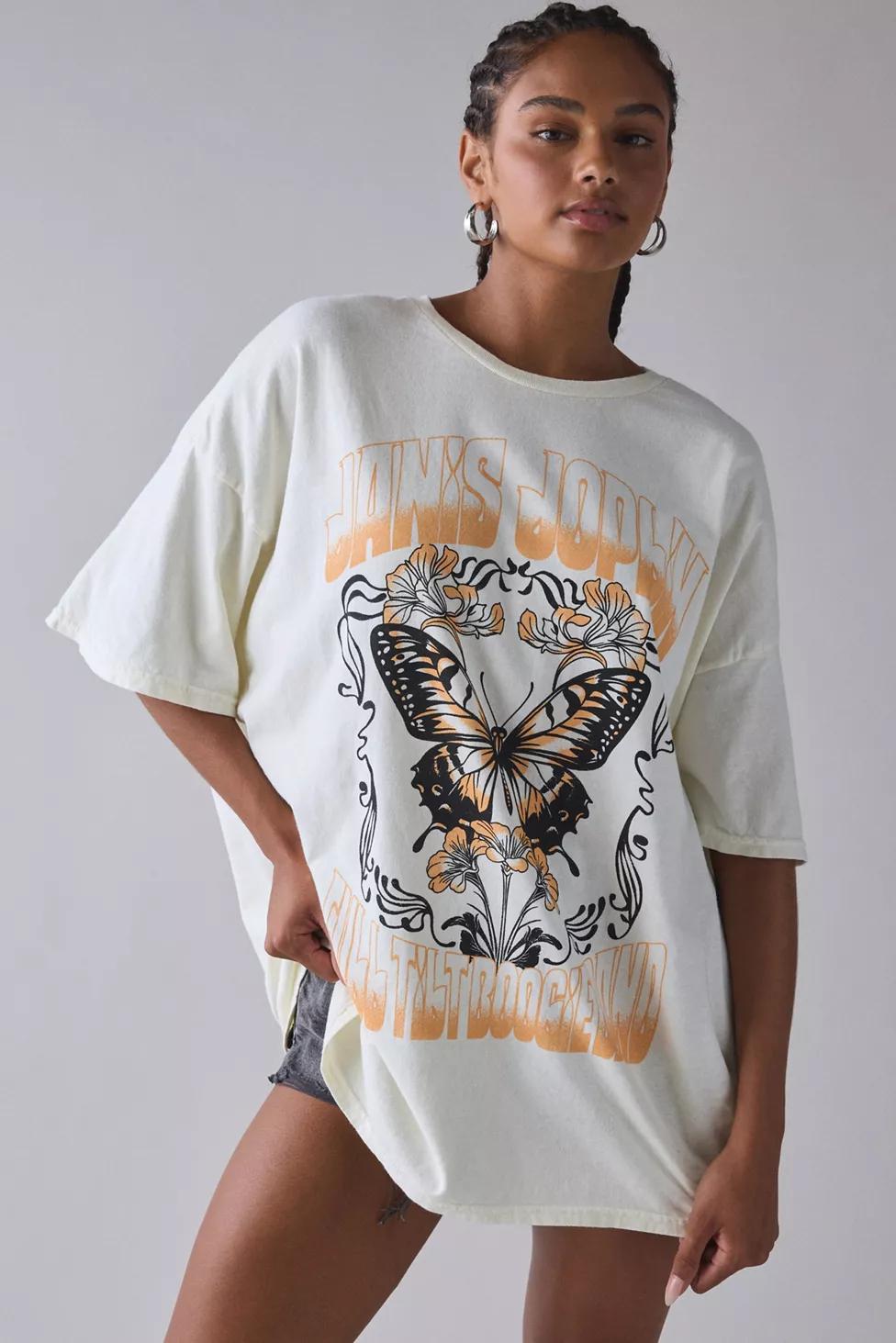 Janis Joplin Butterfly Graphic Cotton T-Shirt Dress by URBAN OUTFITTERS