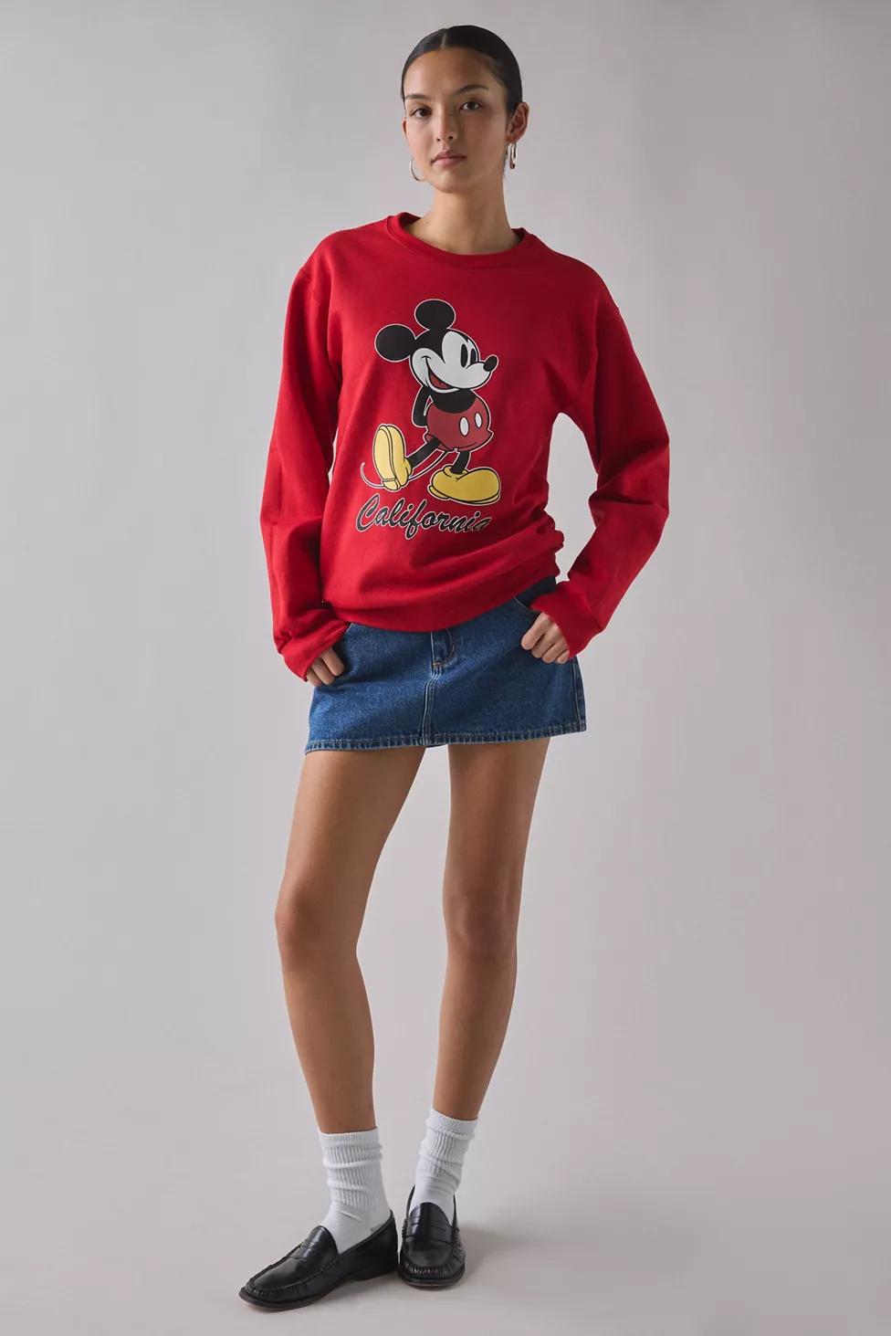 Mickey Mouse California Graphic Crew Neck Pullover Sweatshirt by URBAN OUTFITTERS