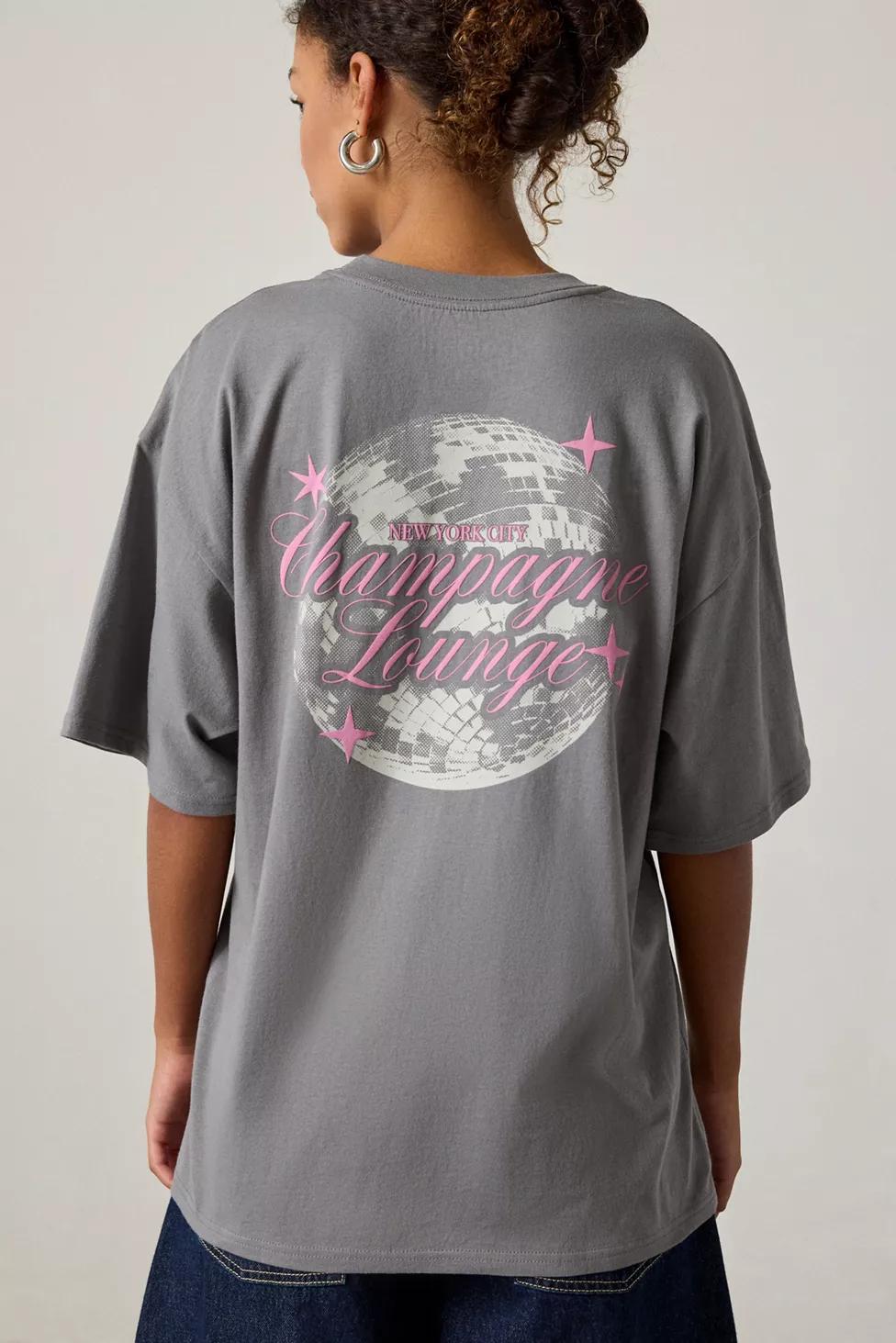 NYC Champagne Lounge Disco Ball Graphic T-Shirt Dress by URBAN OUTFITTERS