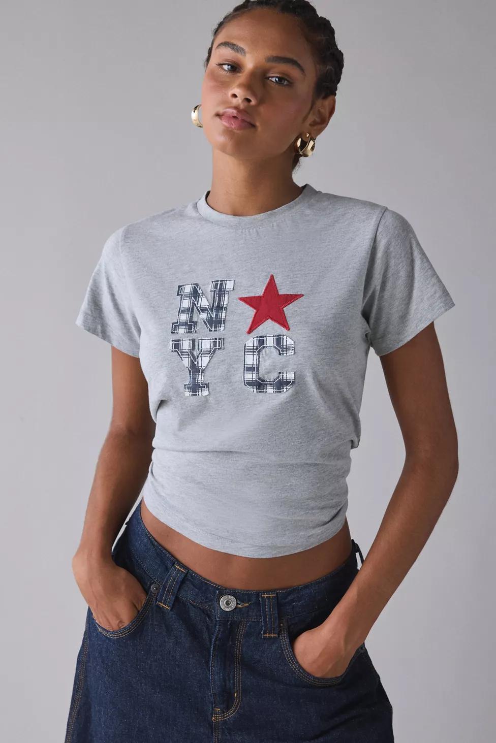 NYC Star Applique Graphic Slim Tee by URBAN OUTFITTERS