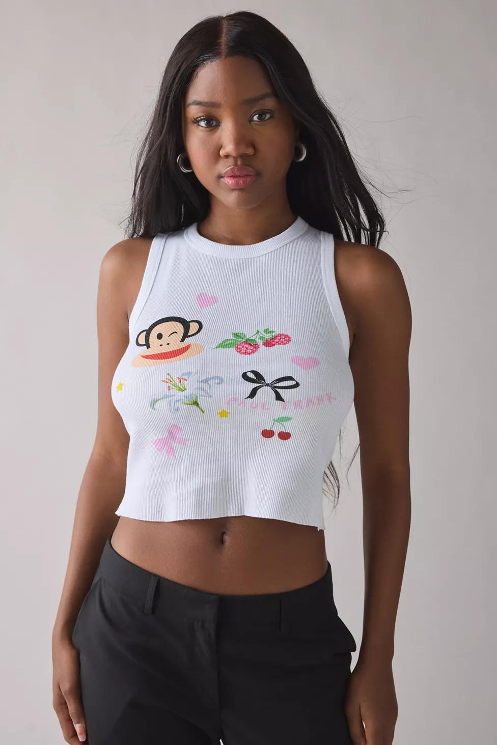 Paul Frank Icon Graphic Raw Hem Cropped Tank Top by URBAN OUTFITTERS