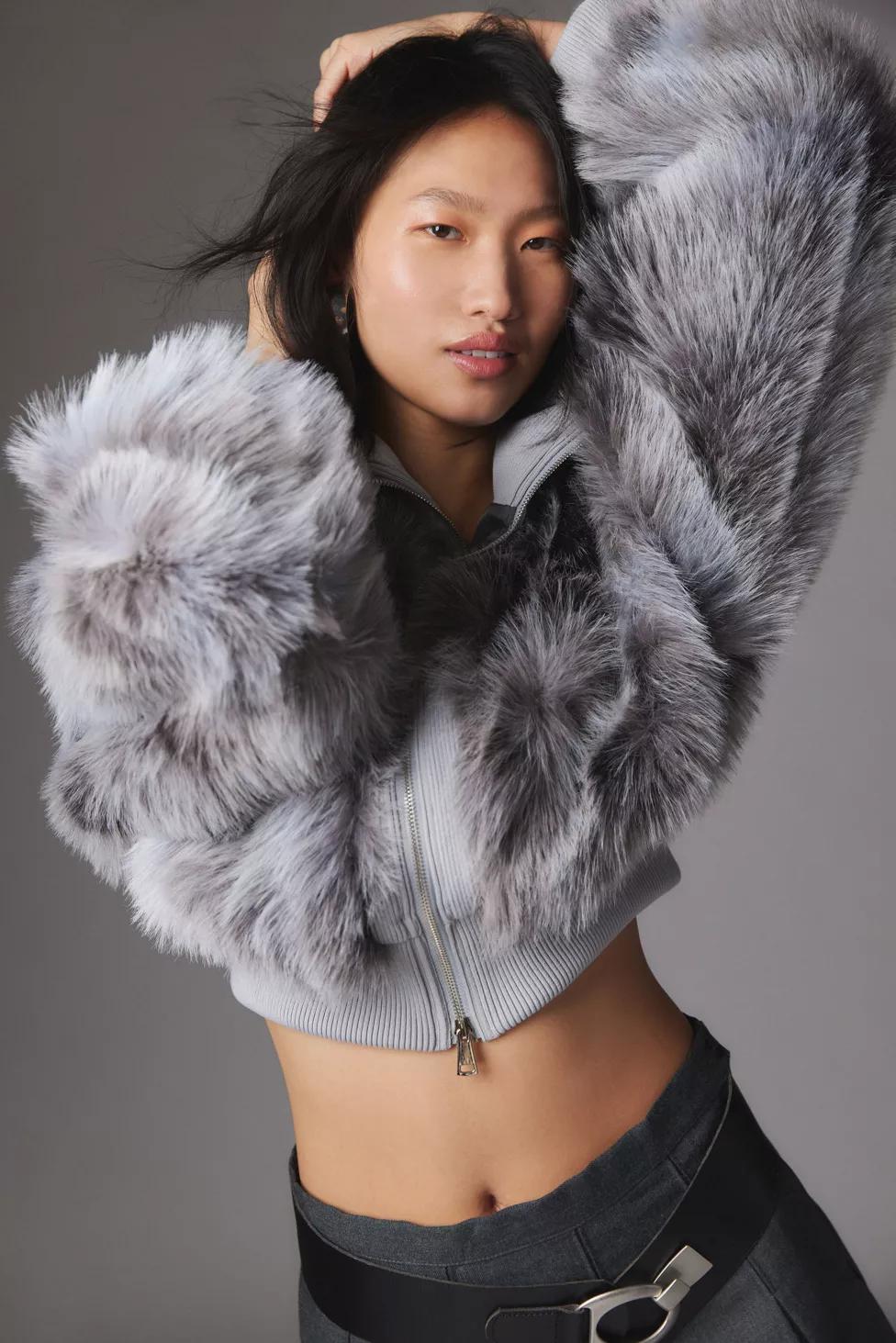 Portia Faux Fur Cropped Jacket by URBAN OUTFITTERS