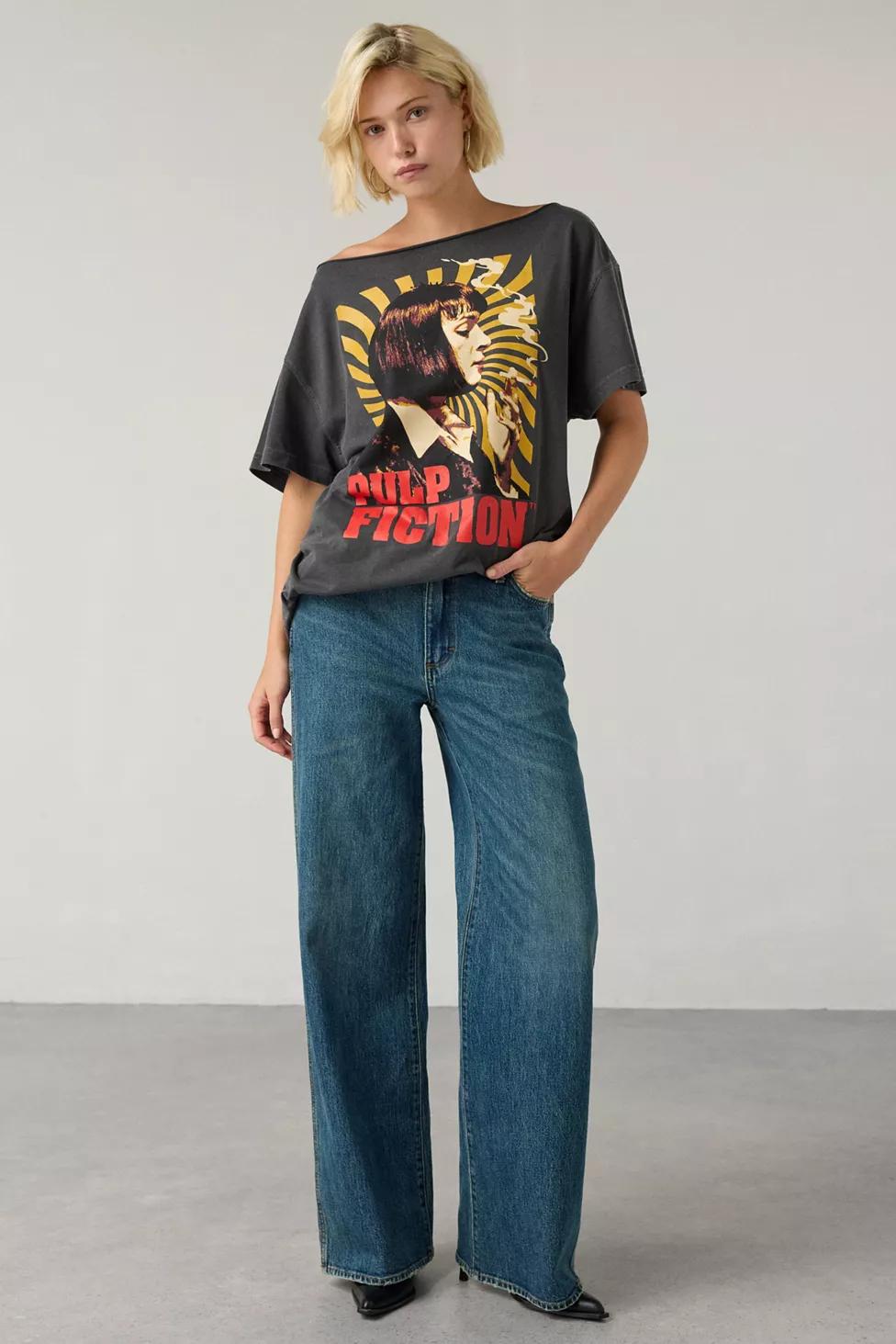 Pulp Fiction Graphic Off-The-Shoulder T-Shirt Dress by URBAN OUTFITTERS