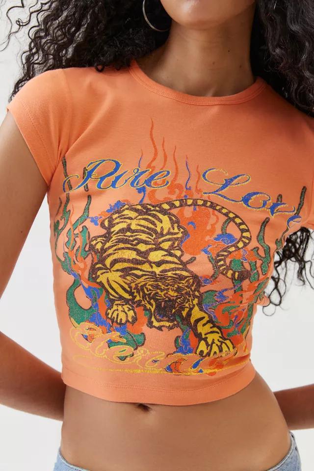 Pure Love Tiger Shrunken Baby Tee by URBAN OUTFITTERS