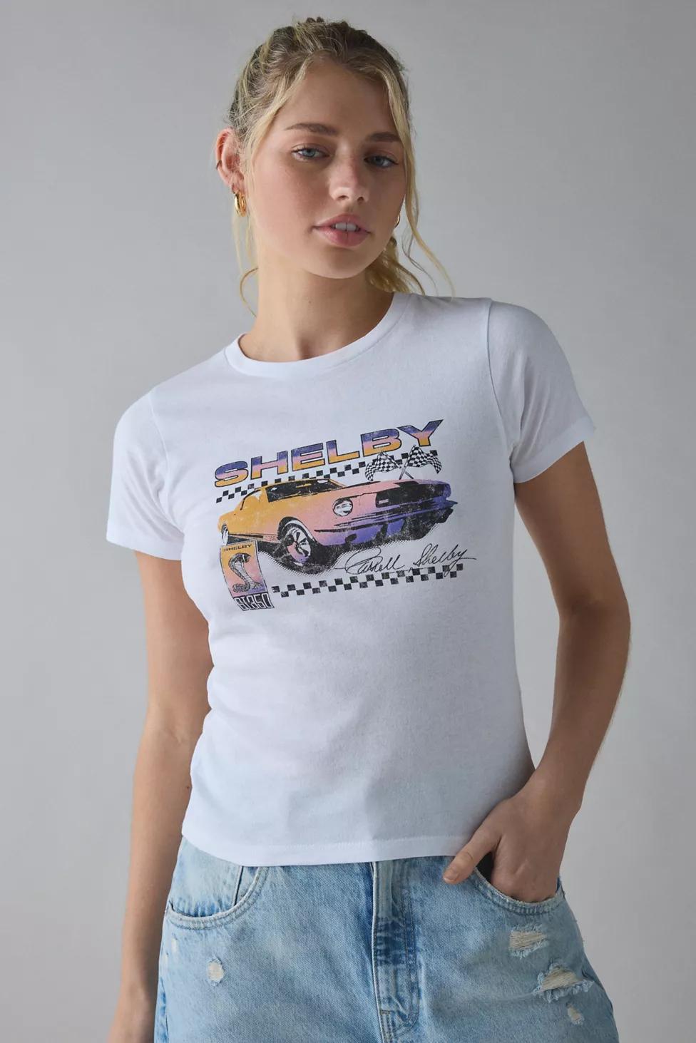 Shelby Race Car Checkerboard Graphic Baby Tee by URBAN OUTFITTERS