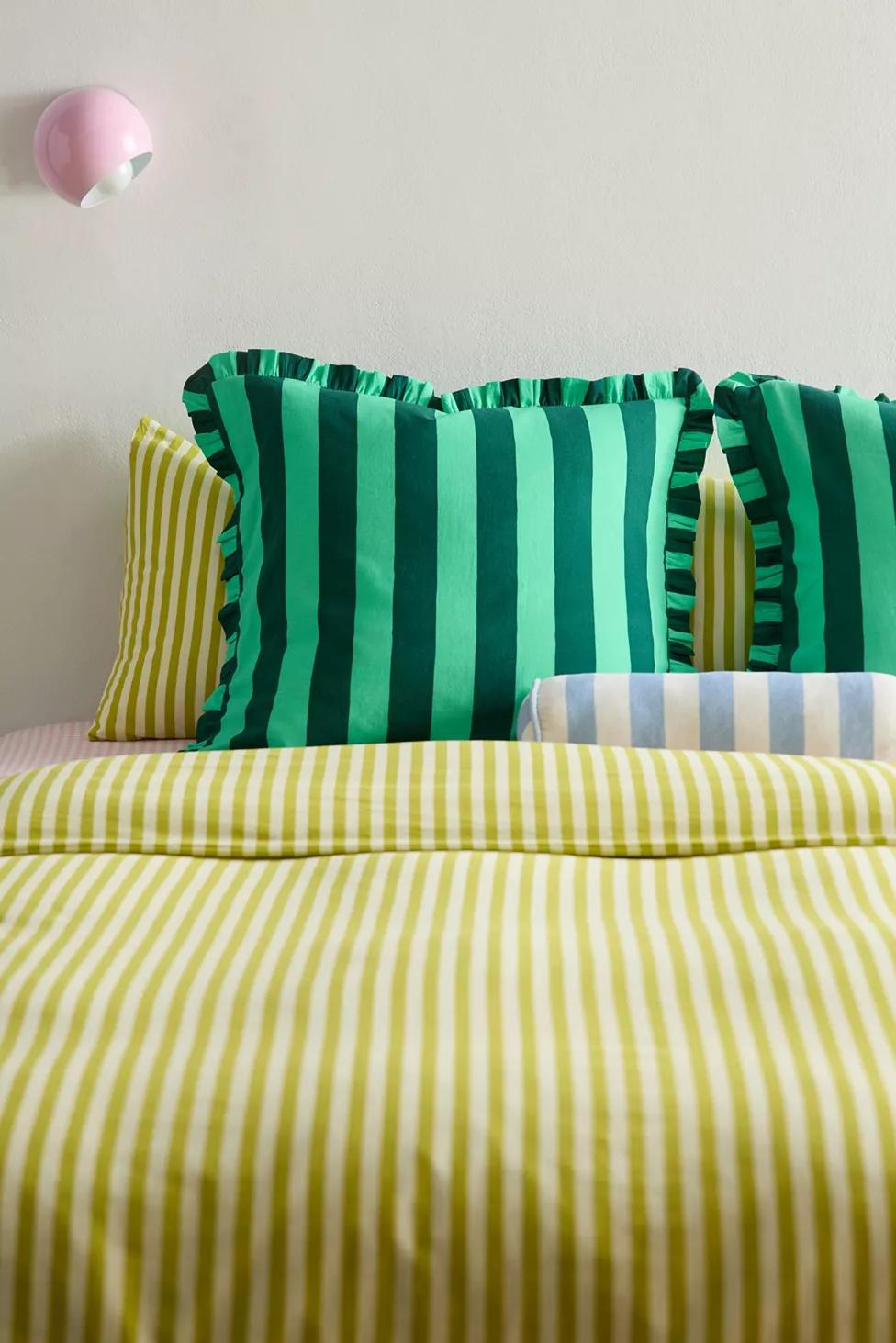 Striped Ruffle Euro Sham by URBAN OUTFITTERS