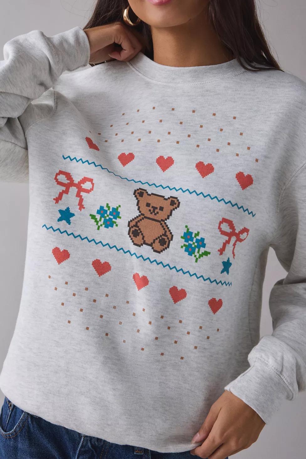 Teddy Bear Fair Isle Graphic Crew Neck Pullover by URBAN OUTFITTERS