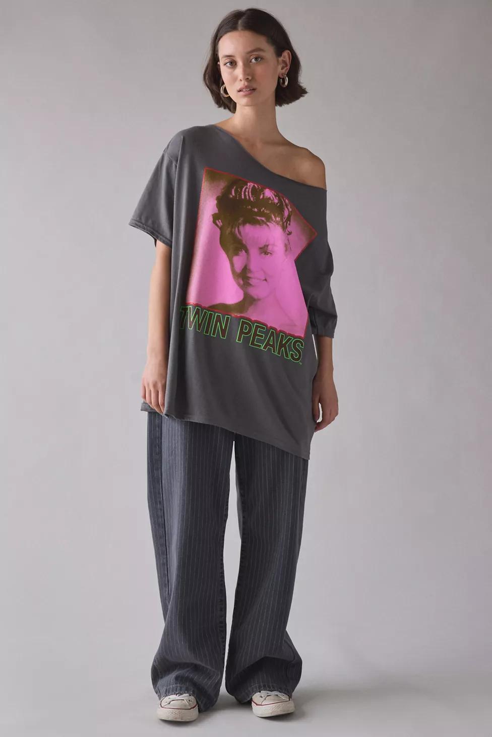 Twin Peaks Graphic Off-The-Shoulder T-Shirt Dress by URBAN OUTFITTERS Twin Peaks Graphic Off-The-Shoulder T-Shirt Dress by URBAN OUTFITTERS