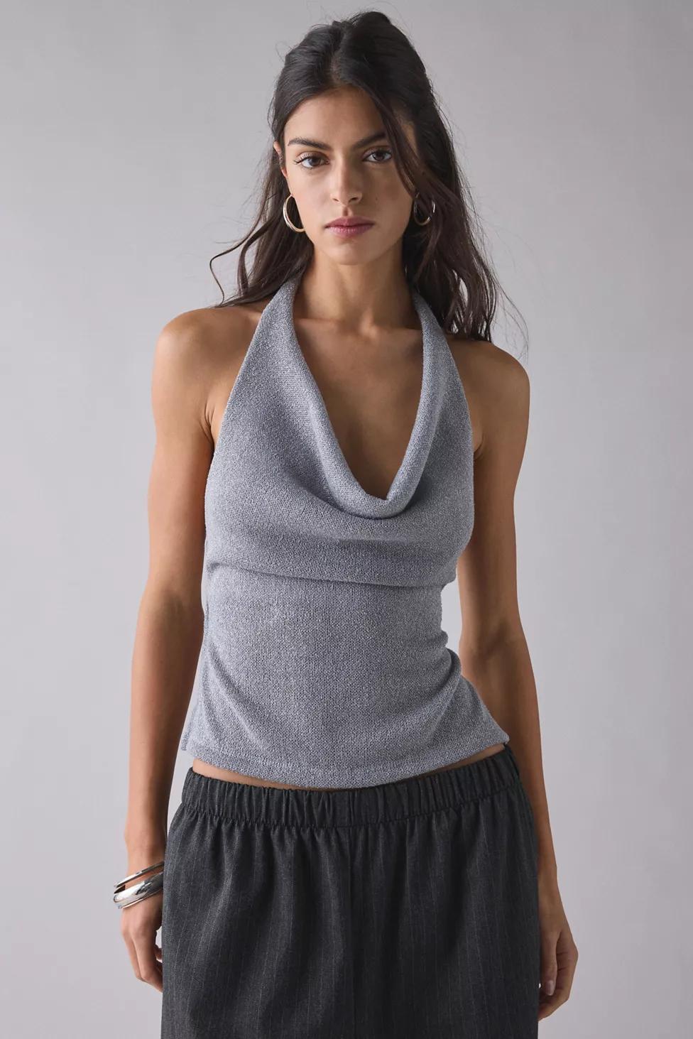 UO Cougar Strappy Open-Back Cowl Neck Halter Top by URBAN OUTFITTERS