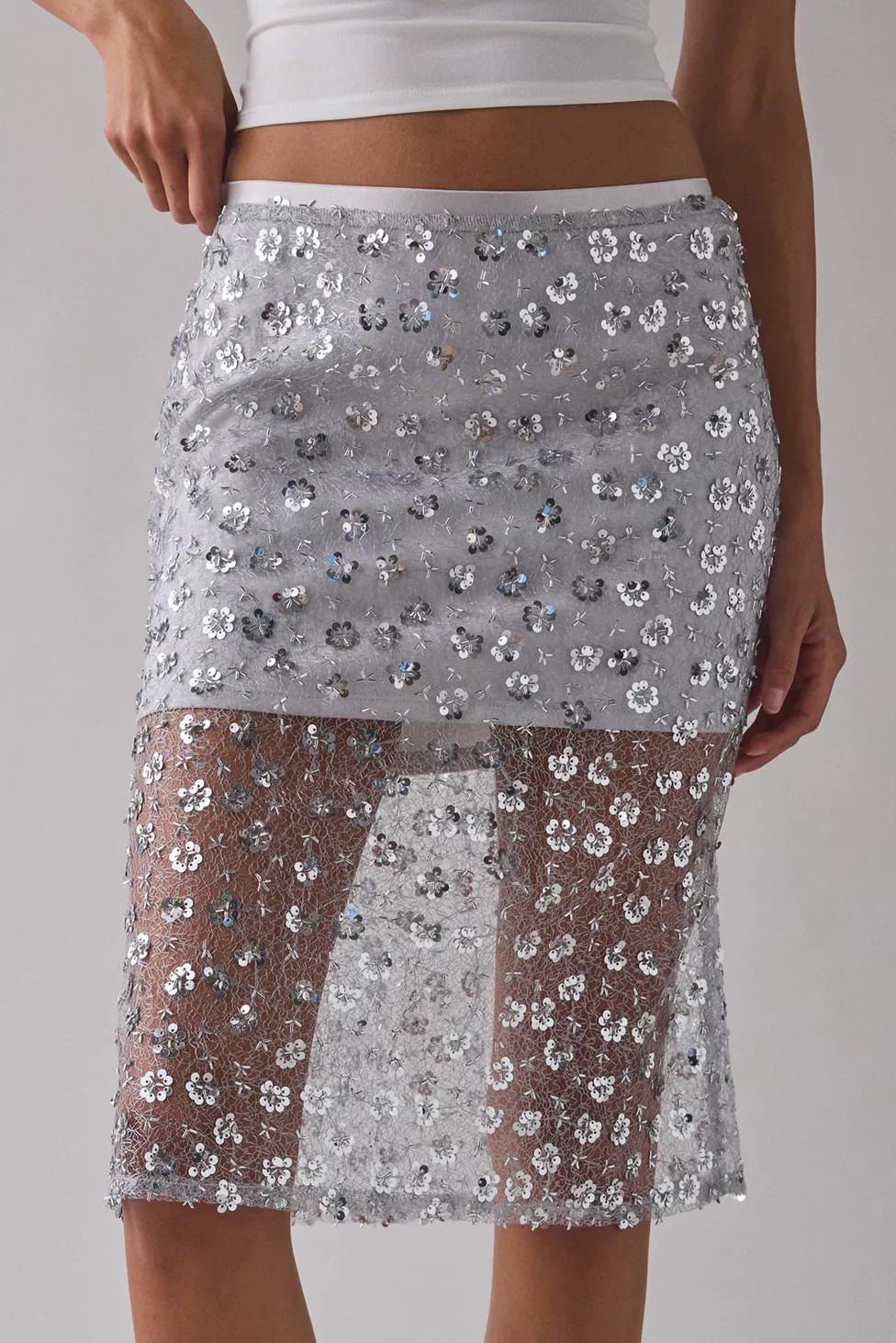 UO Crystal Semi-Sheer Sequin Midi Skirt by URBAN OUTFITTERS UO Crystal Semi-Sheer Sequin Midi Skirt by URBAN OUTFITTERS