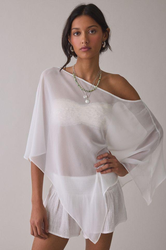 UO Fete Feeling Sheer Off-The-Shoulder Poncho by URBAN OUTFITTERS