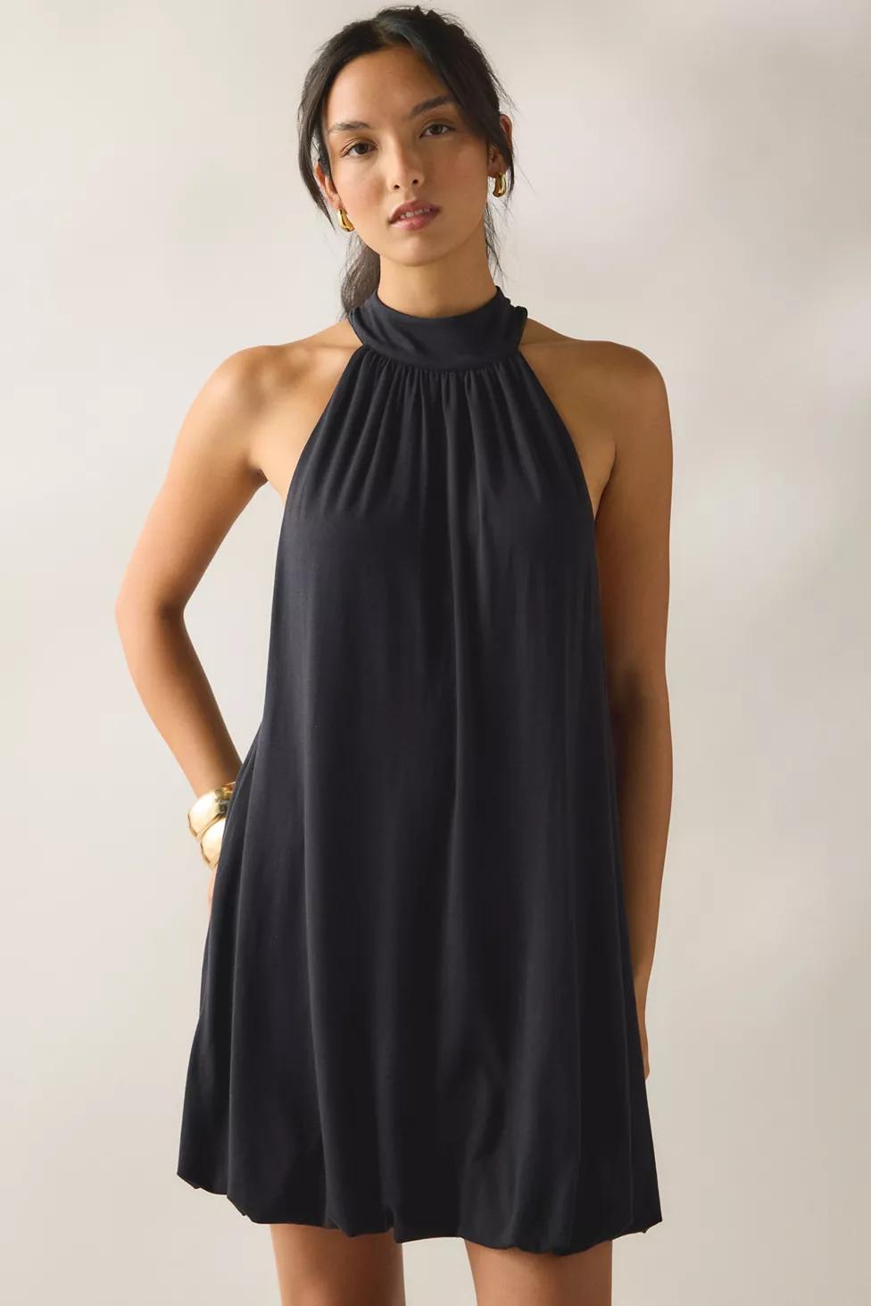UO High Neck Halter Bubble Mini Dress by URBAN OUTFITTERS