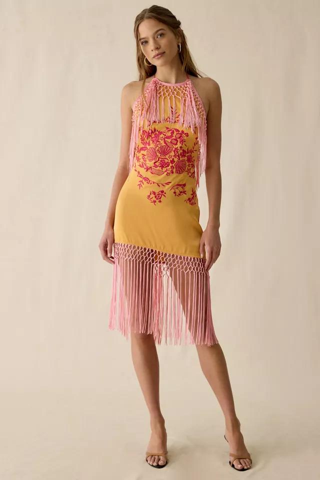 UO Hot Stuff High Halter Neck Fringe Mini Dress by URBAN OUTFITTERS