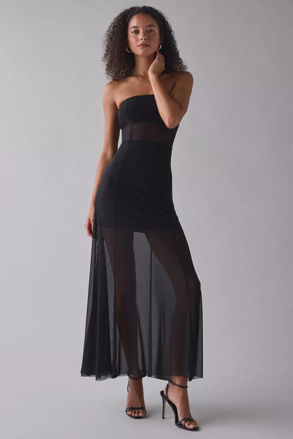 UO Illusional Strapless Sheer Mesh Maxi Dress by URBAN OUTFITTERS