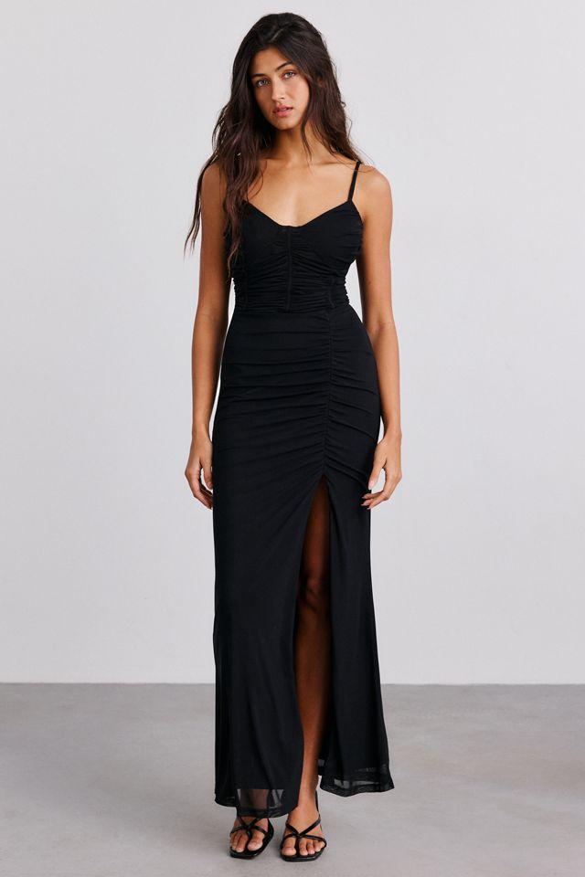 UO Isla Ruched Corset Mesh Maxi Dress by URBAN OUTFITTERS