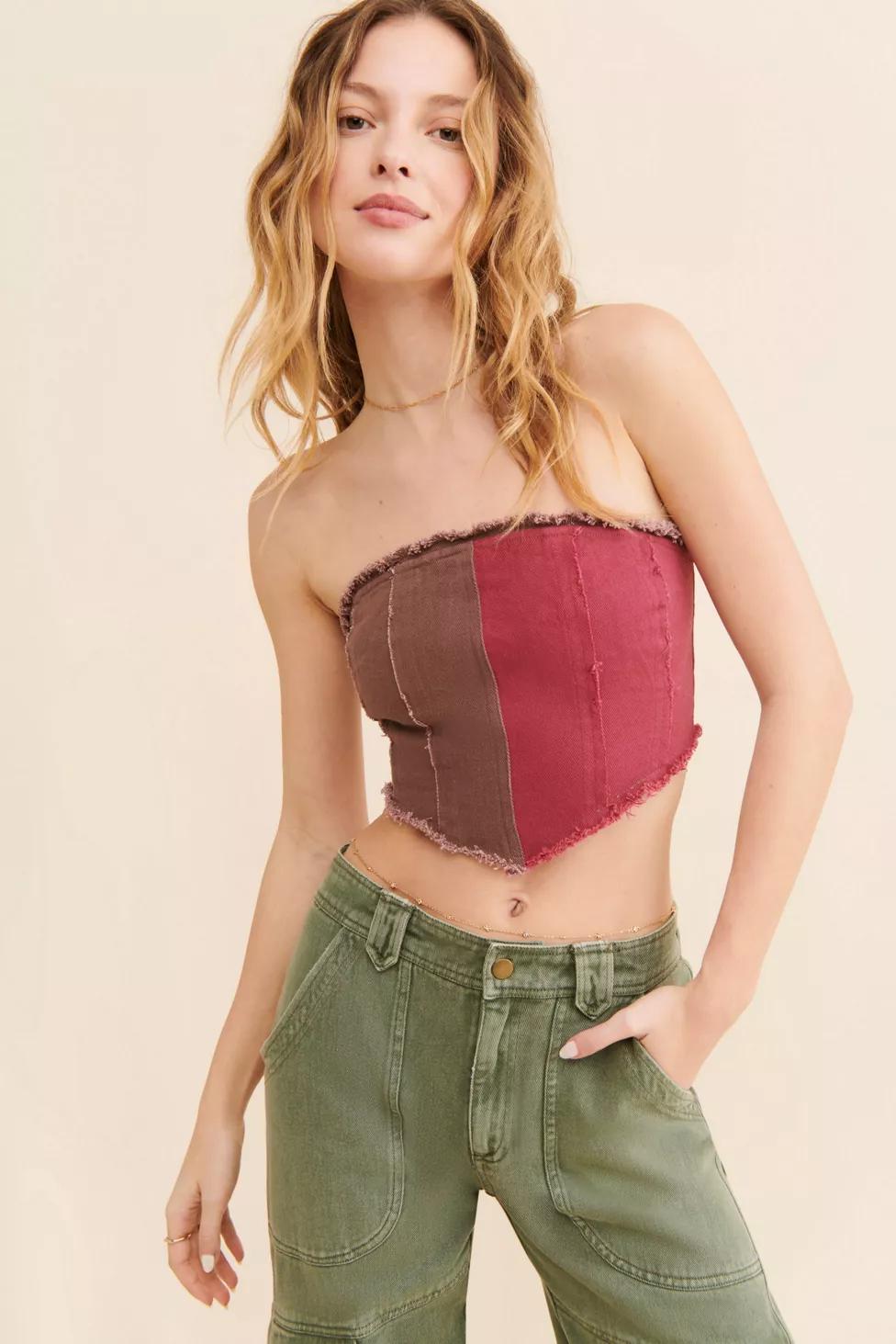 UO Leah Denim Bustier Top by URBAN OUTFITTERS