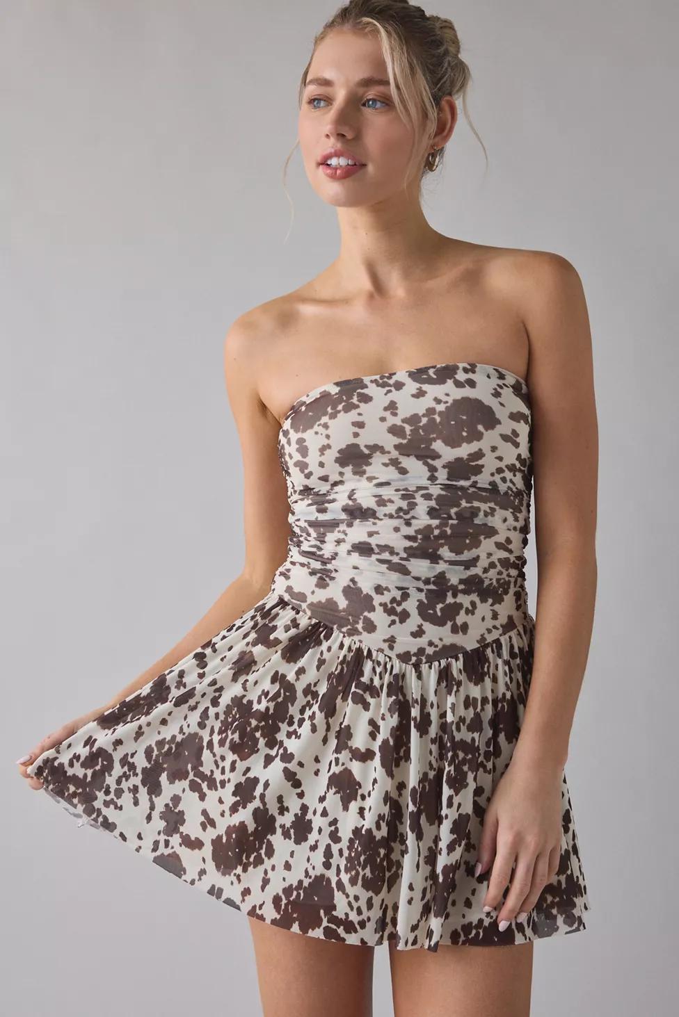 UO Modern Mesh Basque Waist Strapless Mini Dress by URBAN OUTFITTERS