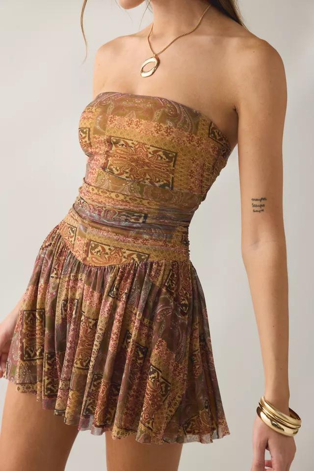 UO Modern Mesh Basque Waist Strapless Mini Dress by URBAN OUTFITTERS