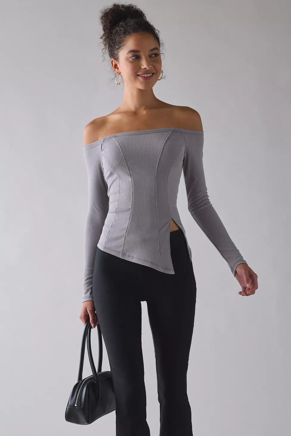 UO Perfect Stranger Asymmetric Split Hem Off-The-Shoulder Top by URBAN OUTFITTERS