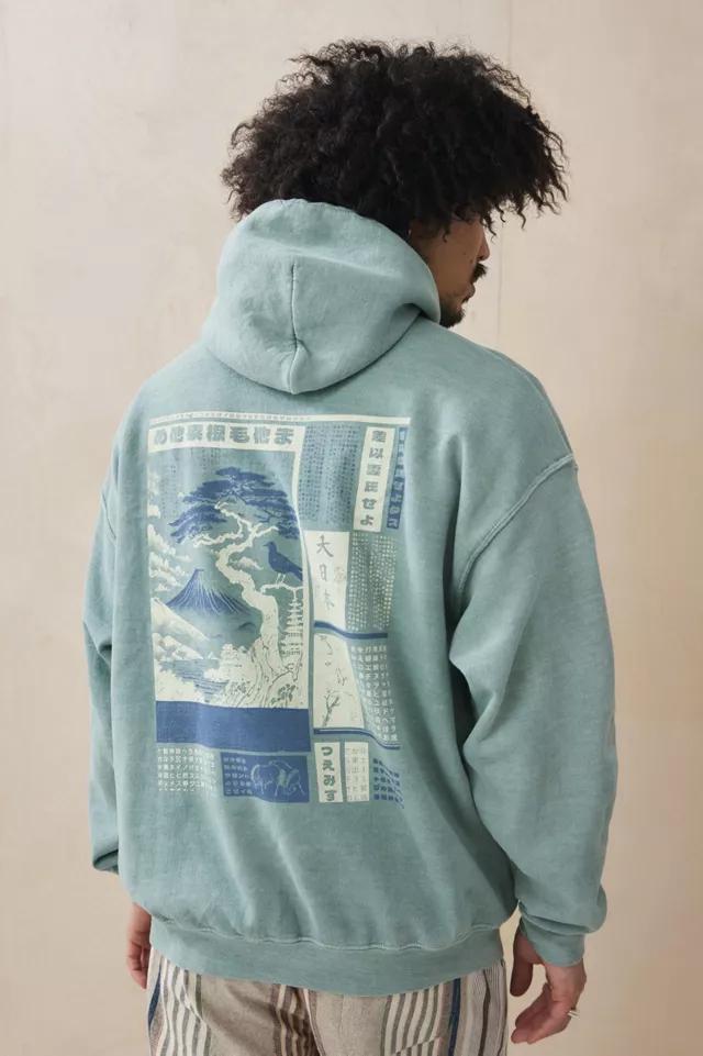 UO Seafoam Japanese Landscape Hoodie Sweatshirt by URBAN OUTFITTERS