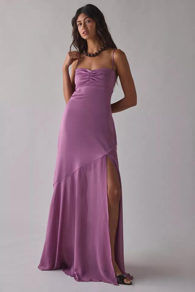 UO Sky High Sheer Illusion Asymmetric Maxi Dress by URBAN OUTFITTERS