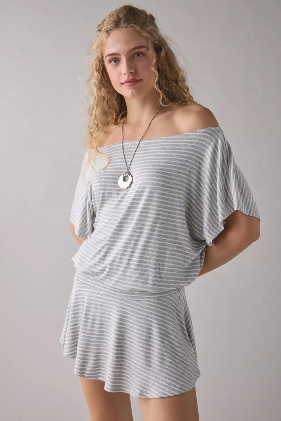 UO Total Eclipse Draped Jersey Knit Off-The-Shoulder Mini Dress by URBAN OUTFITTERS