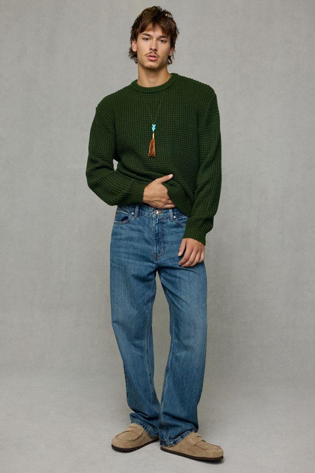 UO Waffle Knit Relaxed Fit Crewneck Sweater by URBAN OUTFITTERS
