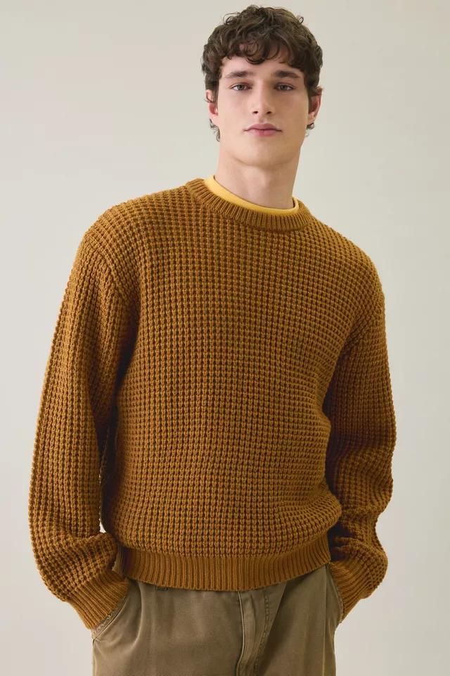 UO Waffle Knit Relaxed Fit Crewneck Sweater by URBAN OUTFITTERS