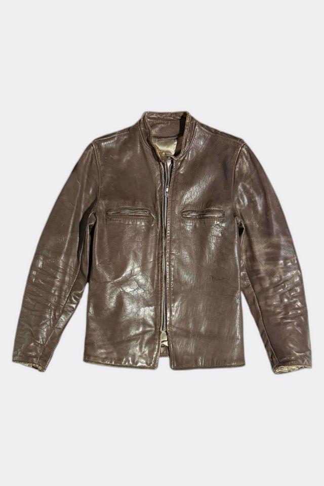 Vintage 1940s Cafe Racer Cropped Thrashed Zip Motorcycle Jacket by URBAN OUTFITTERS