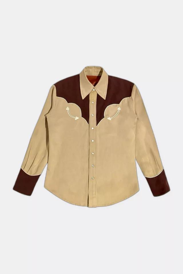 Vintage 1940s Western Gabardine Real Mother of Pearl Snap Shirt by URBAN OUTFITTERS